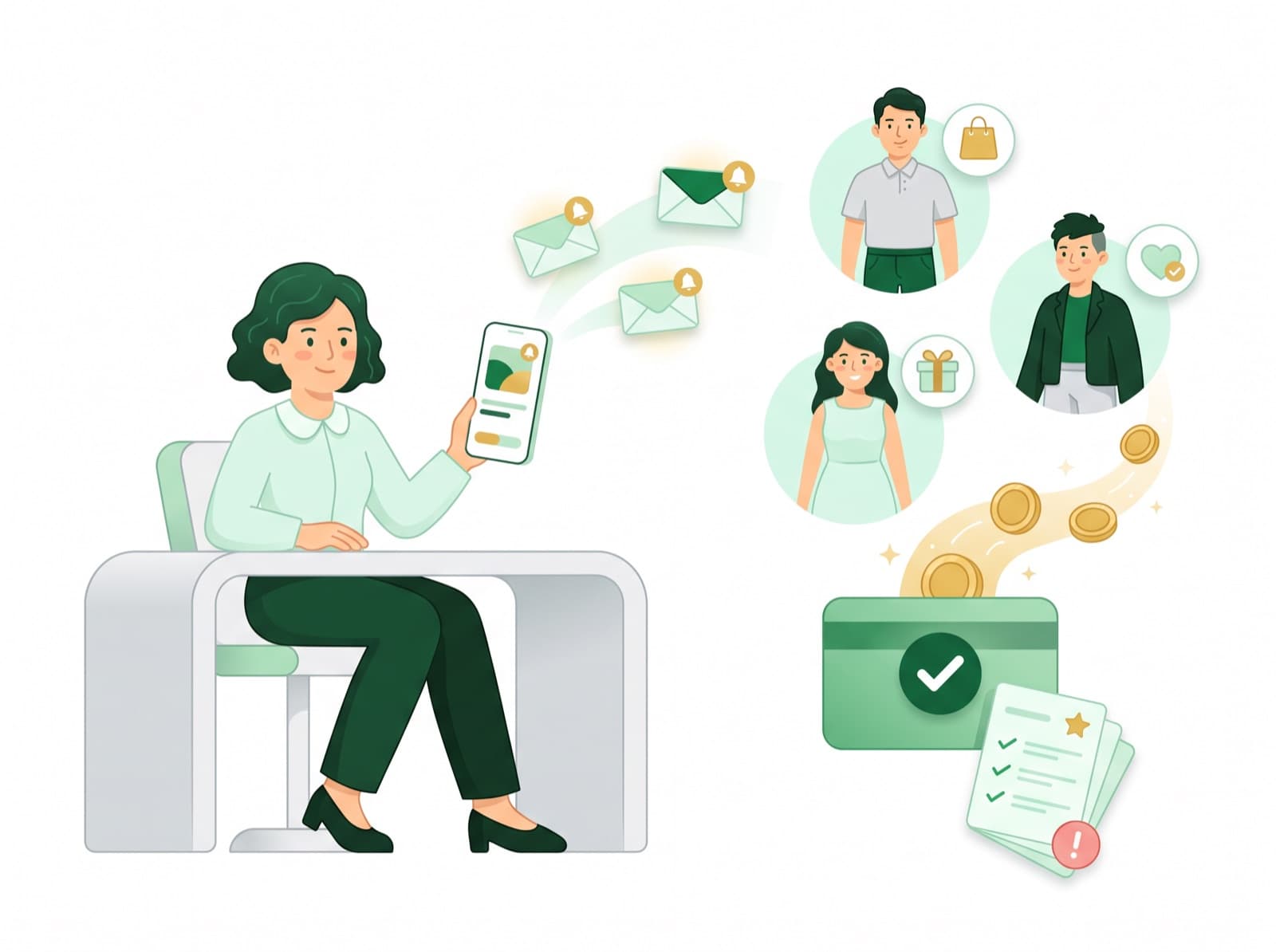 Khách nợ bao nhiêu, phải hỏi kế toán mới biết. Email nhắc tự động trước, đúng và sau hạn cho mọi khoản.