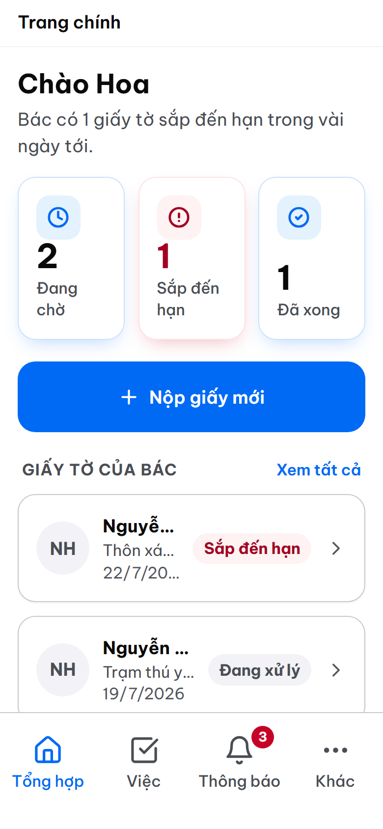 Trang chủ dành cho người dân trên Zalo Mini App