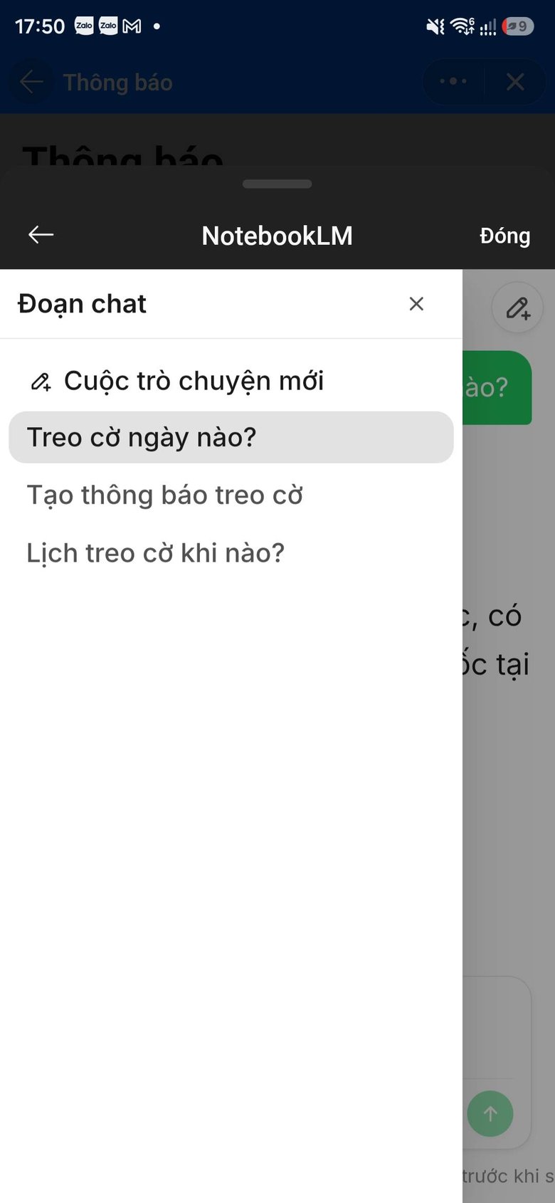 Danh sách các cuộc hỏi đáp được lưu theo chủ đề