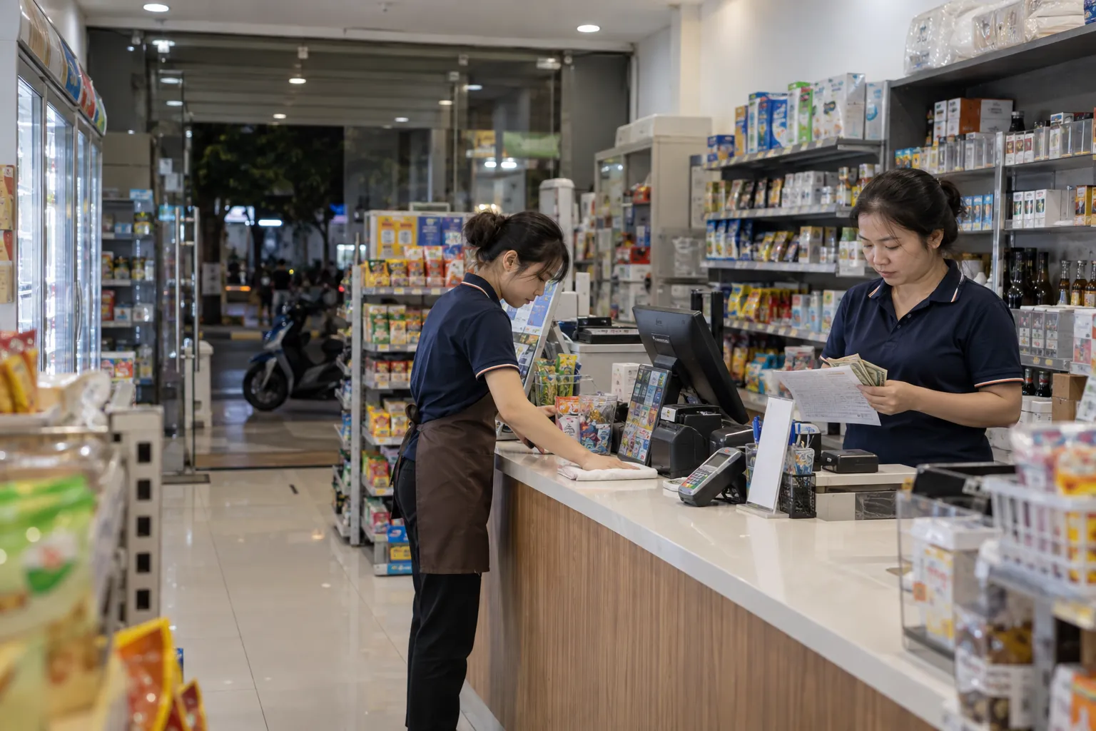 Quản lý chi nhánh đối chiếu doanh thu trong ngày tại quầy