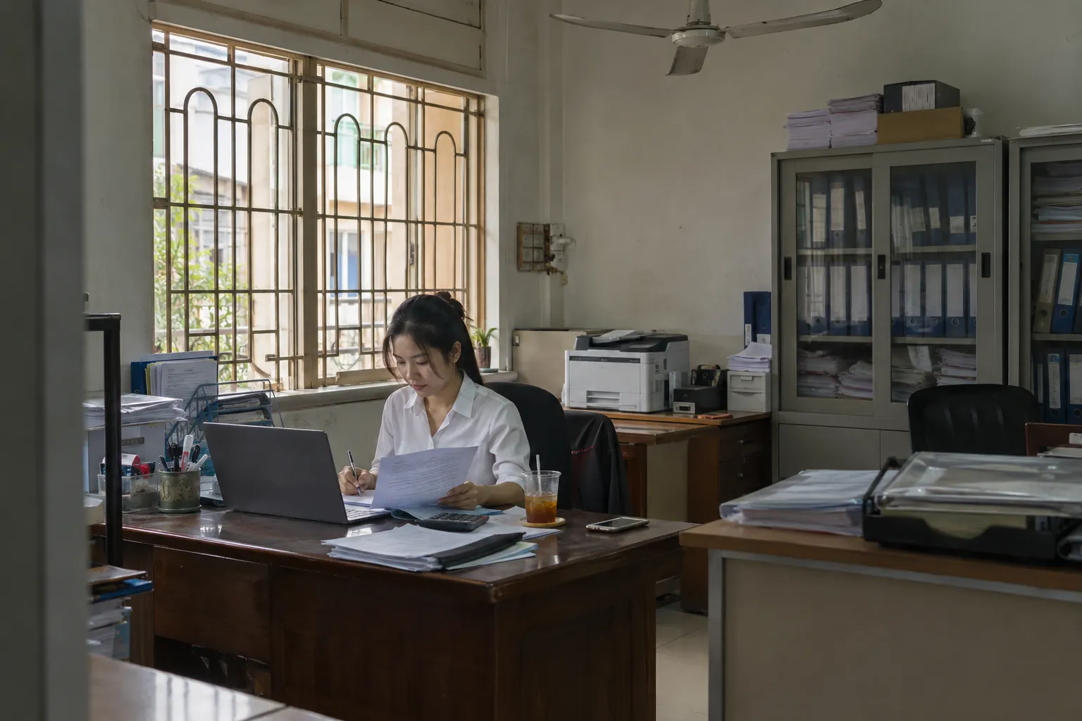 Kế toán đối chiếu sao kê in với dữ liệu trên máy tính