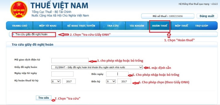 tra cứu thuế