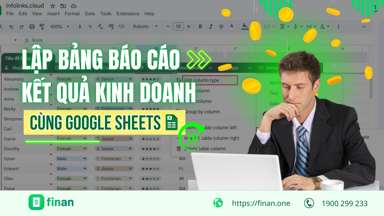 Bảng báo cáo kết quả kinh doanh chuyên nghiệp cùng Google Sheets chỉ trong 10 phút